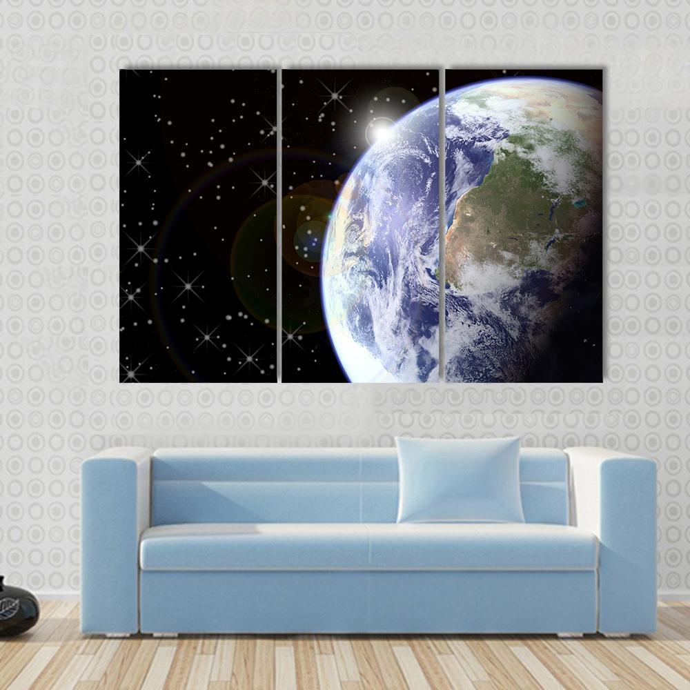 Sunrise From Space Canvas Wall Art-3 Horizontal-Gallery Wrap-37" x 24"-Tiaracle