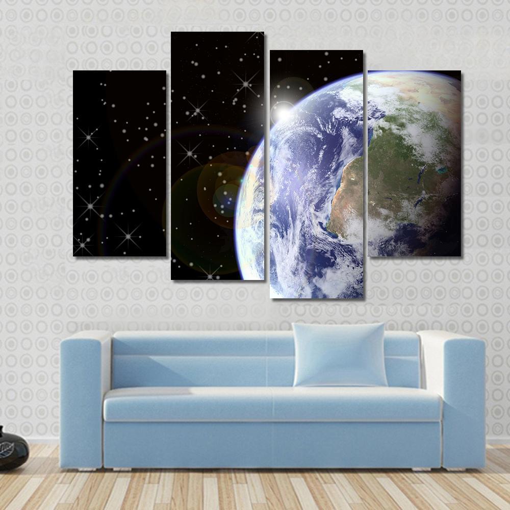 Sunrise From Space Canvas Wall Art-1 Piece-Gallery Wrap-48" x 32"-Tiaracle