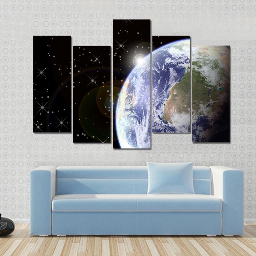 Sunrise From Space Canvas Wall Art-5 Pop-Gallery Wrap-47" x 32"-Tiaracle