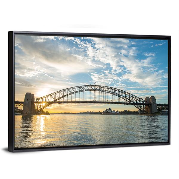 Sunrise From Sydney Harbor Bridge Canvas Wall Art-3 Horizontal-Gallery Wrap-25" x 16"-Tiaracle