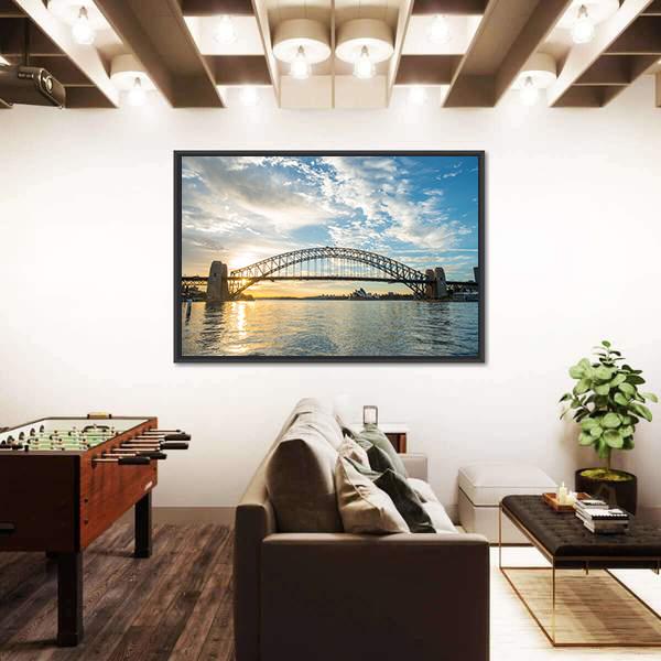 Sunrise From Sydney Harbor Bridge Canvas Wall Art-3 Horizontal-Gallery Wrap-25&quot; x 16&quot;-Tiaracle