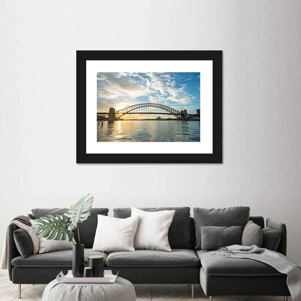 Sunrise From Sydney Harbor Bridge Canvas Wall Art-3 Horizontal-Gallery Wrap-25" x 16"-Tiaracle