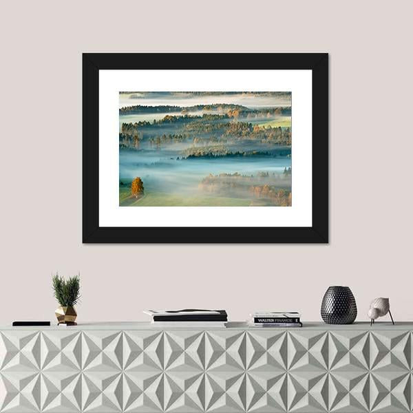 Sunrise In A Beautiful Mountain Of Czech-Saxony Switzerland Canvas Wall Art-1 Piece-Framed Print-20" x 16"-Tiaracle