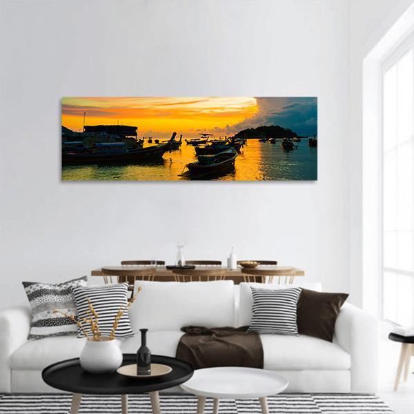 Sunrise in Andaman sea Panoramic Canvas Wall Art-1 Piece-36" x 12"-Tiaracle