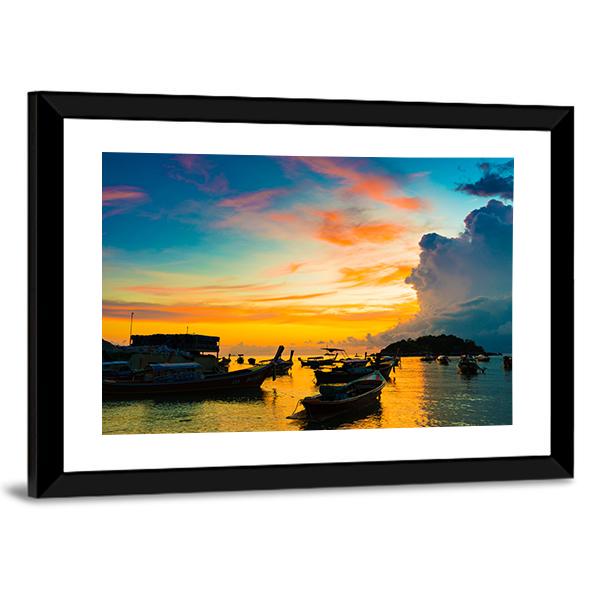 Sunrise in Andaman sea Panoramic Canvas Wall Art-1 Piece-36" x 12"-Tiaracle
