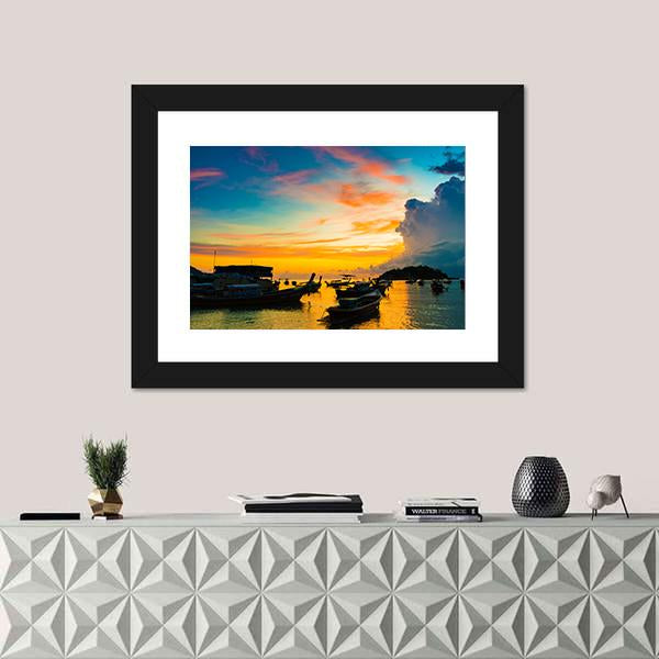 Sunrise in Andaman sea Panoramic Canvas Wall Art-1 Piece-36" x 12"-Tiaracle