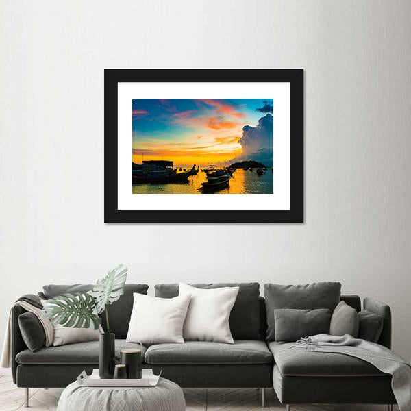 Sunrise in Andaman sea Panoramic Canvas Wall Art-1 Piece-36" x 12"-Tiaracle