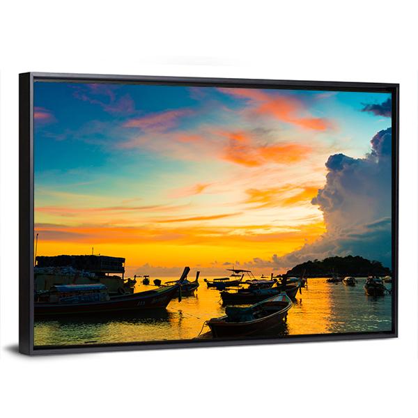Sunrise in Andaman sea Panoramic Canvas Wall Art-1 Piece-36" x 12"-Tiaracle