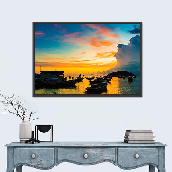 Sunrise in Andaman sea Panoramic Canvas Wall Art-1 Piece-36" x 12"-Tiaracle