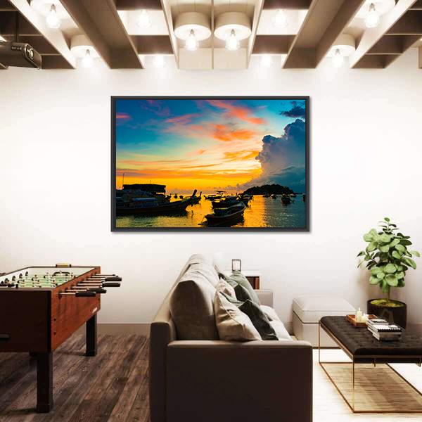 Sunrise in Andaman sea Panoramic Canvas Wall Art-1 Piece-36" x 12"-Tiaracle