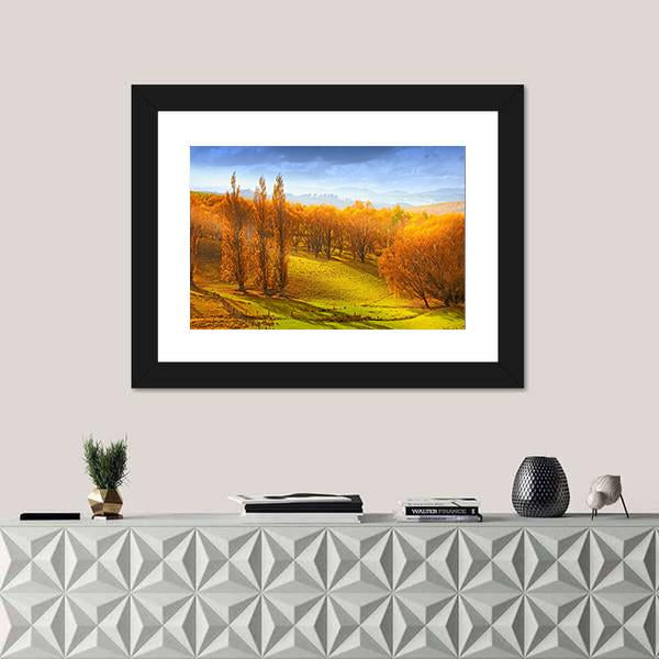 Sunrise In Autumn In New Zealand Canvas Wall Art-1 Piece-Framed Print-20" x 16"-Tiaracle