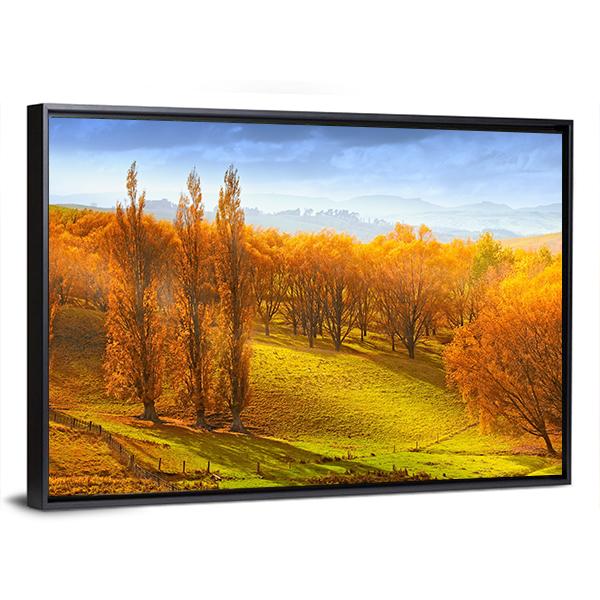 Sunrise In Autumn In New Zealand Canvas Wall Art-3 Horizontal-Gallery Wrap-25" x 16"-Tiaracle