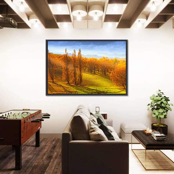 Sunrise In Autumn In New Zealand Canvas Wall Art-3 Horizontal-Gallery Wrap-25" x 16"-Tiaracle