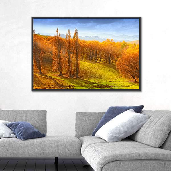 Sunrise In Autumn In New Zealand Canvas Wall Art-3 Horizontal-Gallery Wrap-25" x 16"-Tiaracle