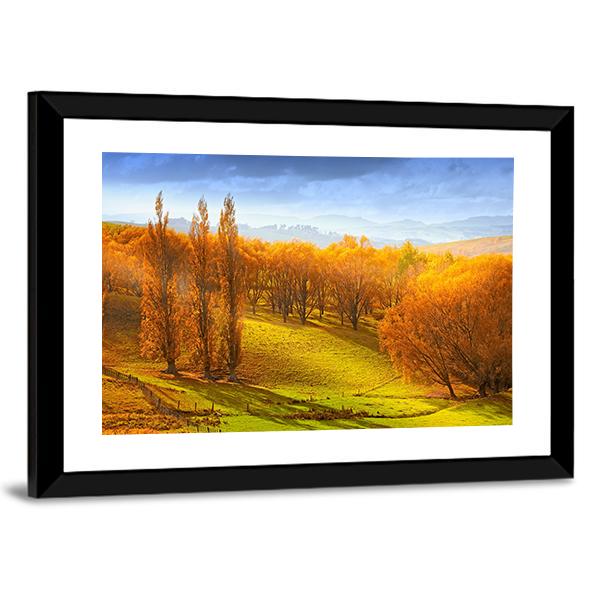 Sunrise In Autumn In New Zealand Canvas Wall Art-3 Horizontal-Gallery Wrap-25" x 16"-Tiaracle