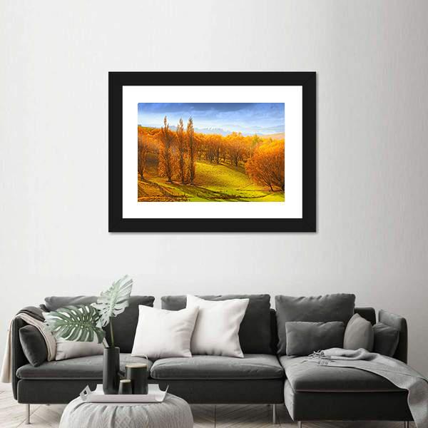 Sunrise In Autumn In New Zealand Canvas Wall Art-3 Horizontal-Gallery Wrap-25" x 16"-Tiaracle