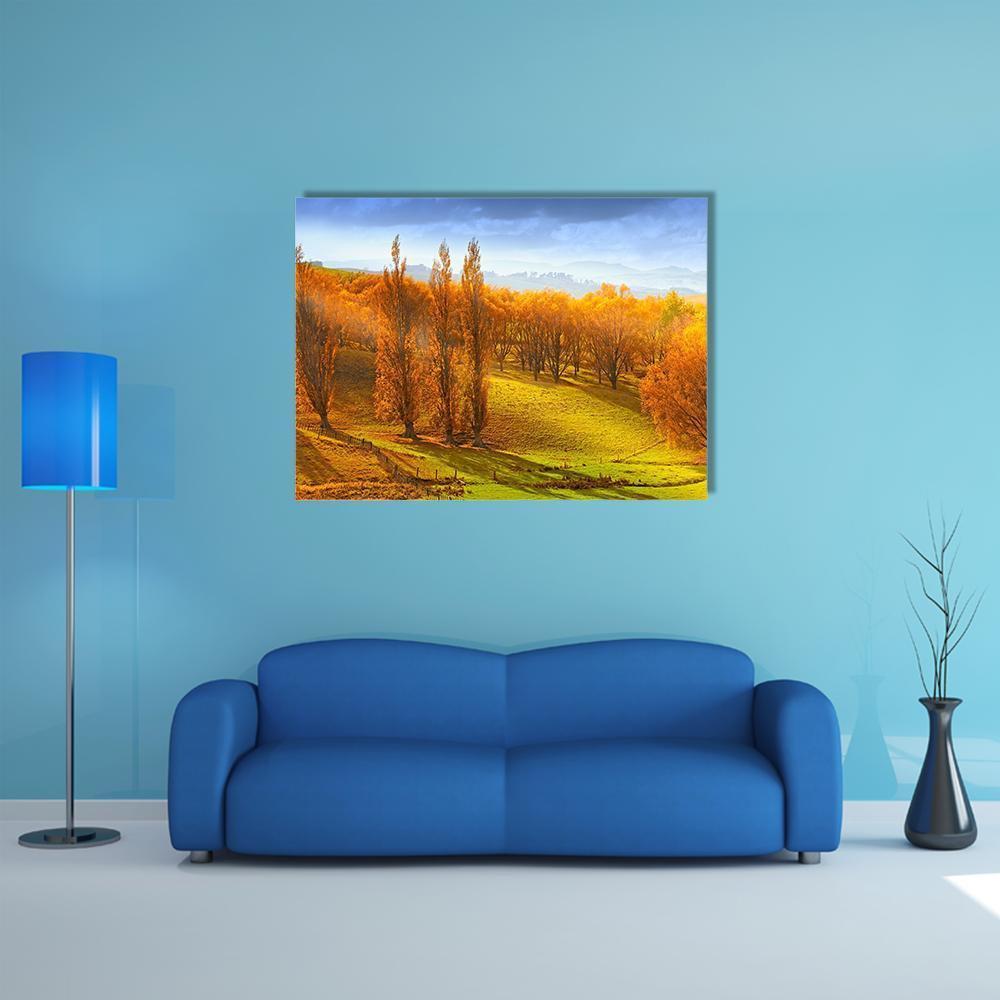 Sunrise In Autumn In New Zealand Canvas Wall Art-1 Piece-Gallery Wrap-48" x 32"-Tiaracle