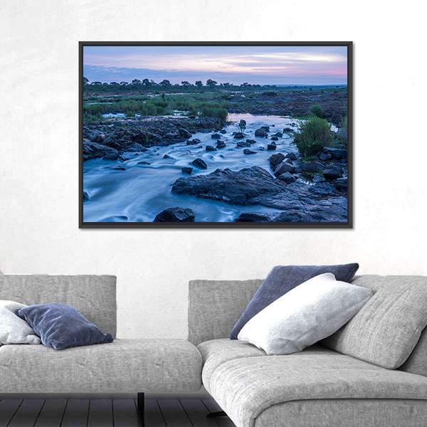 Sunrise In Sabie River Panoramic Canvas Wall Art-1 Piece-36" x 12"-Tiaracle