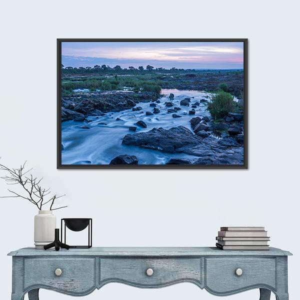 Sunrise In Sabie River Panoramic Canvas Wall Art-1 Piece-36" x 12"-Tiaracle