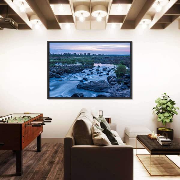 Sunrise In Sabie River Panoramic Canvas Wall Art-1 Piece-36" x 12"-Tiaracle