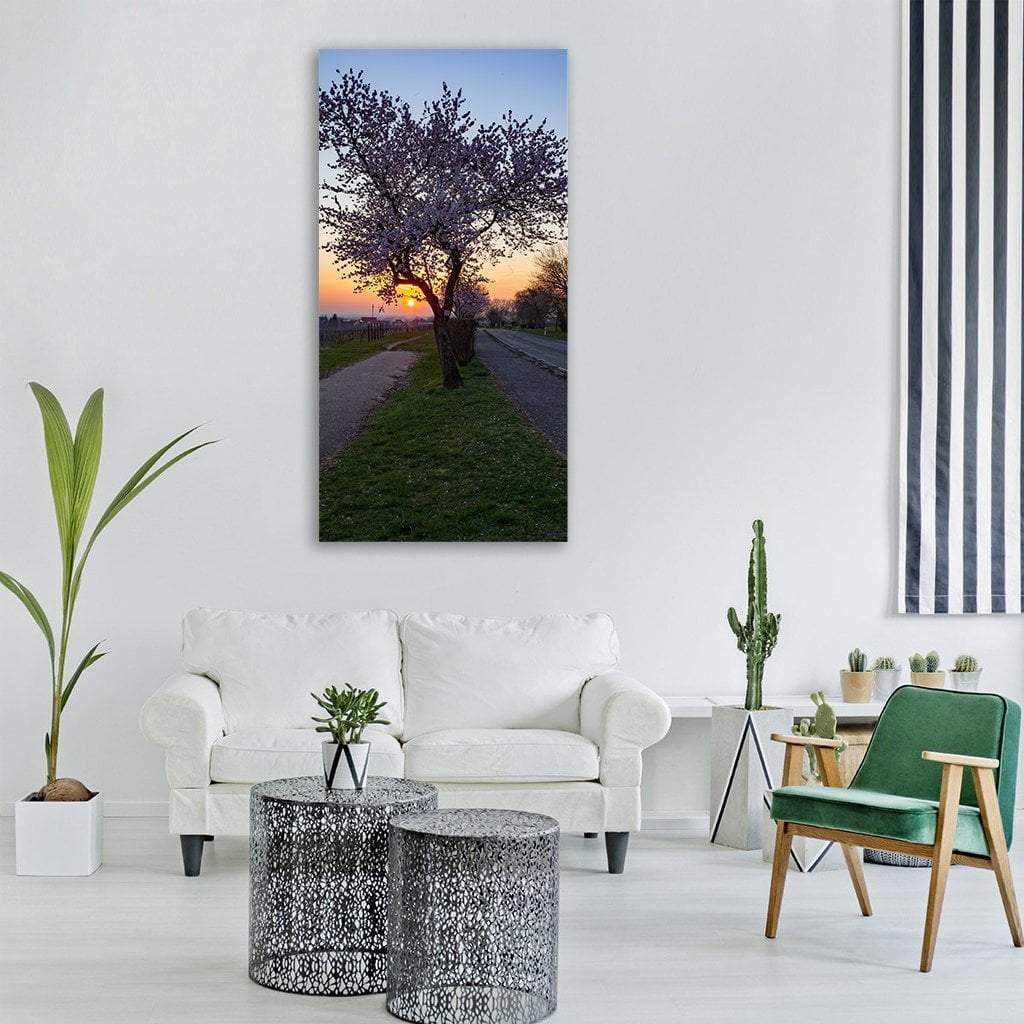 Sunrise In Spring Pathway Vertical Canvas Wall Art-1 Vertical-Gallery Wrap-12" x 24"-Tiaracle