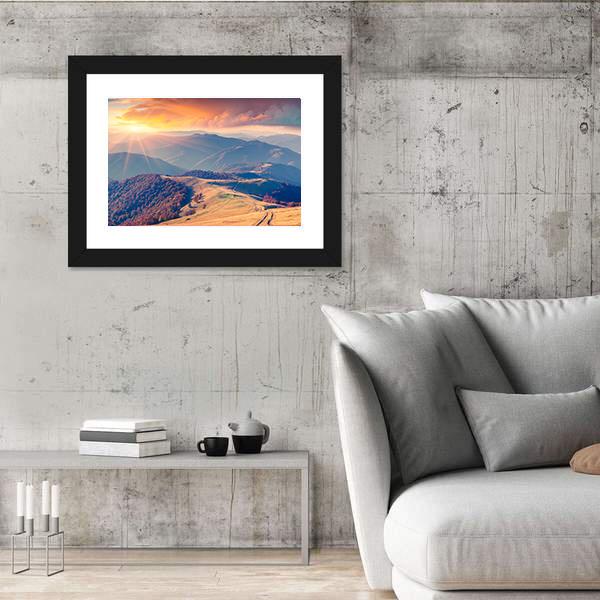 Sunrise In The Carpathian Mountains Ukraine Canvas Wall Art-3 Horizontal-Gallery Wrap-25" x 16"-Tiaracle