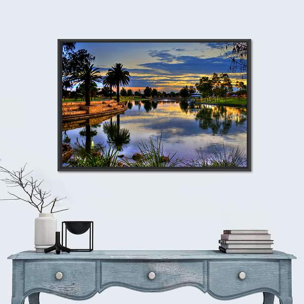 Sunrise In The Park Perth Canvas Wall Art-1 Piece-Floating Frame-24" x 16"-Tiaracle