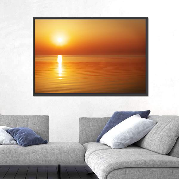 Sunrise In The Sea Canvas Wall Art-3 Horizontal-Gallery Wrap-25" x 16"-Tiaracle