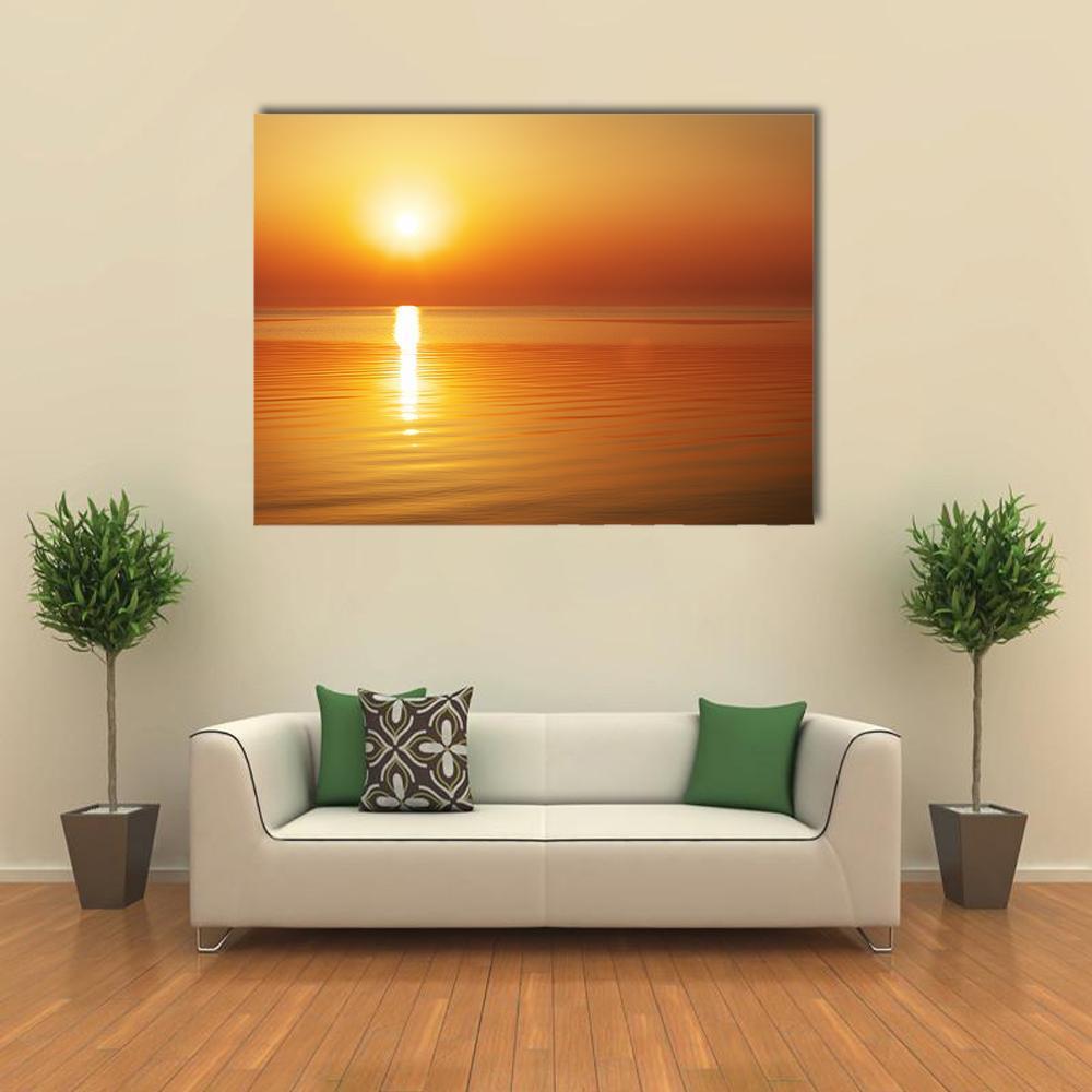 Sunrise In The Sea Canvas Wall Art-1 Piece-Gallery Wrap-48" x 32"-Tiaracle