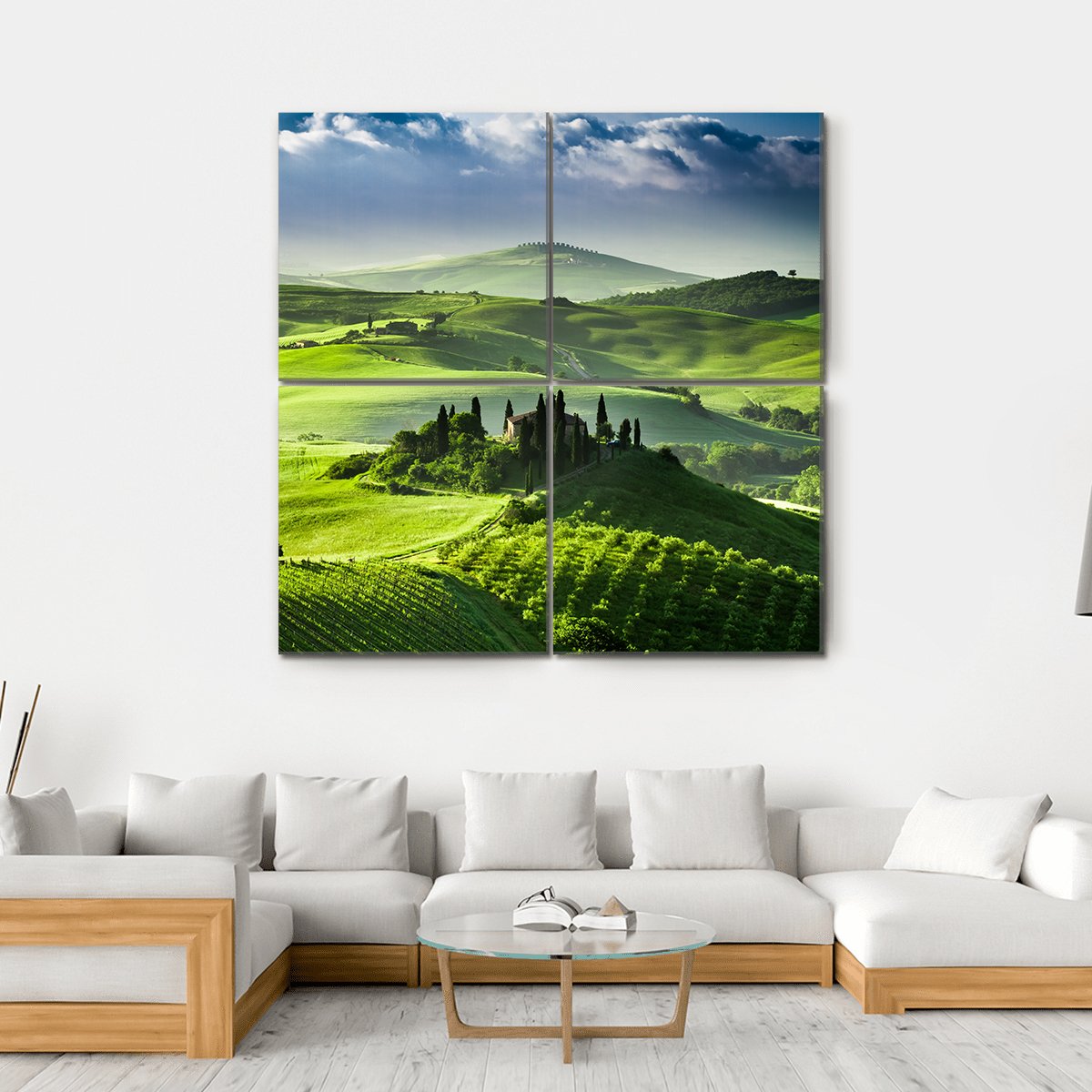 Sunrise In The Valley Of San Quirico D Orcia Canvas Wall Art-4 Square-Gallery Wrap-17" x 17"-Tiaracle