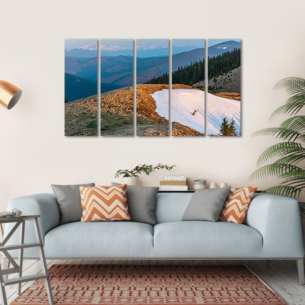 Sunrise Landscape In Spring Carpathian Mountains Canvas Wall Art-5 Horizontal-Gallery Wrap-22" x 12"-Tiaracle