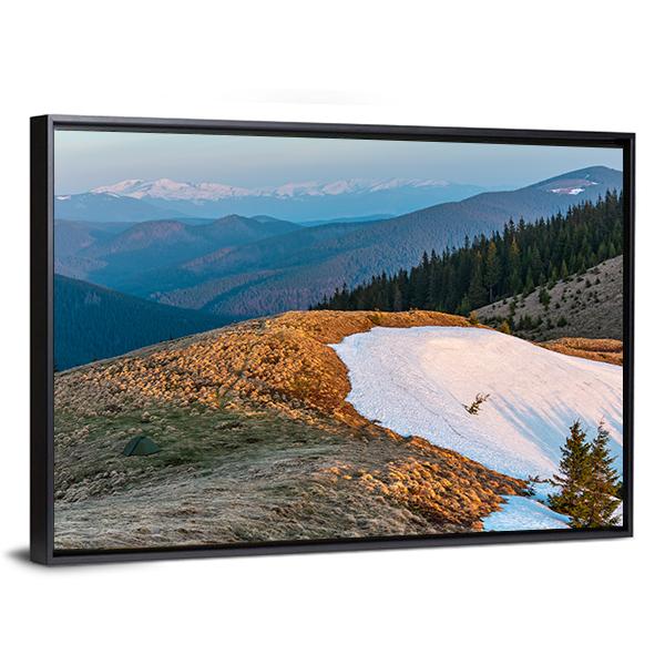 Sunrise Landscape In Spring Carpathian Mountains Canvas Wall Art-3 Horizontal-Gallery Wrap-25" x 16"-Tiaracle