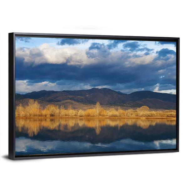 Sunrise Lights Up The Edge Of A Lake Canvas Wall Art-3 Horizontal-Gallery Wrap-25" x 16"-Tiaracle
