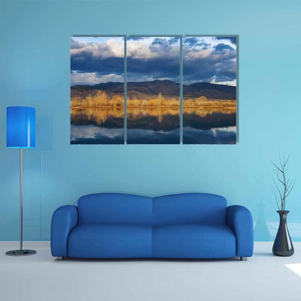 Sunrise Lights Up The Edge Of A Lake Canvas Wall Art-3 Horizontal-Gallery Wrap-37" x 24"-Tiaracle