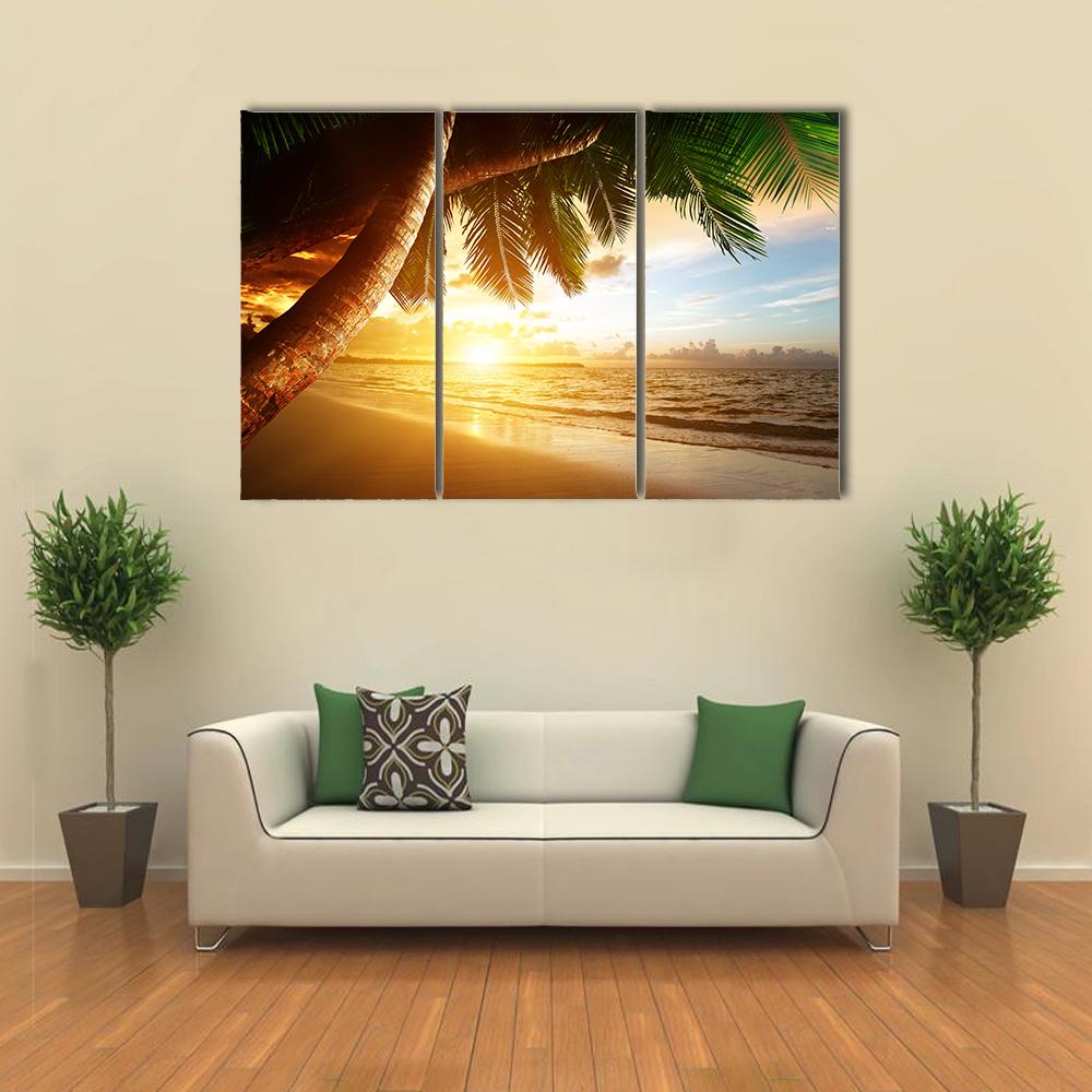 Sunrise On Caribbean Beach Canvas Wall Art-3 Horizontal-Gallery Wrap-25" x 16"-Tiaracle