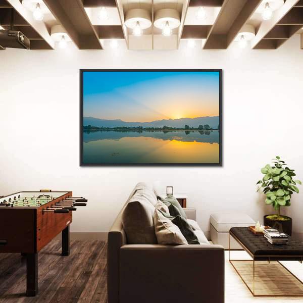 Sunrise On Dal Lake Canvas Wall Art-3 Horizontal-Gallery Wrap-25" x 16"-Tiaracle