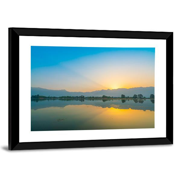 Sunrise On Dal Lake Canvas Wall Art-3 Horizontal-Gallery Wrap-25" x 16"-Tiaracle