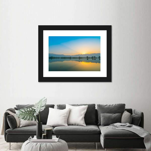 Sunrise On Dal Lake Canvas Wall Art-3 Horizontal-Gallery Wrap-25" x 16"-Tiaracle