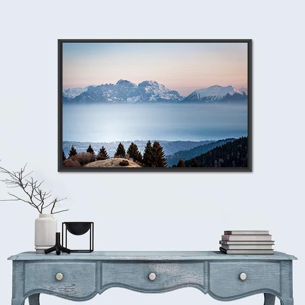 Sunrise On Dolomite Peaks Canvas Wall Art-1 Piece-Floating Frame-24" x 16"-Tiaracle