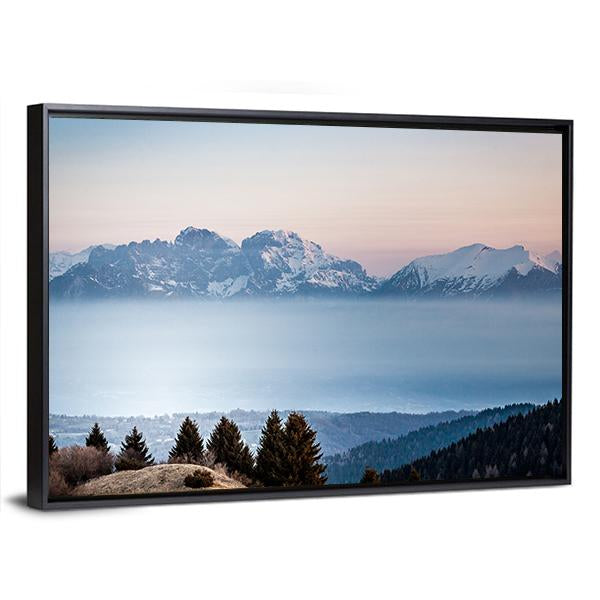 Sunrise On Dolomite Peaks Canvas Wall Art-3 Horizontal-Gallery Wrap-25" x 16"-Tiaracle