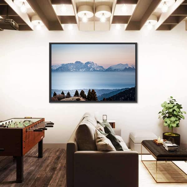 Sunrise On Dolomite Peaks Canvas Wall Art-3 Horizontal-Gallery Wrap-25" x 16"-Tiaracle