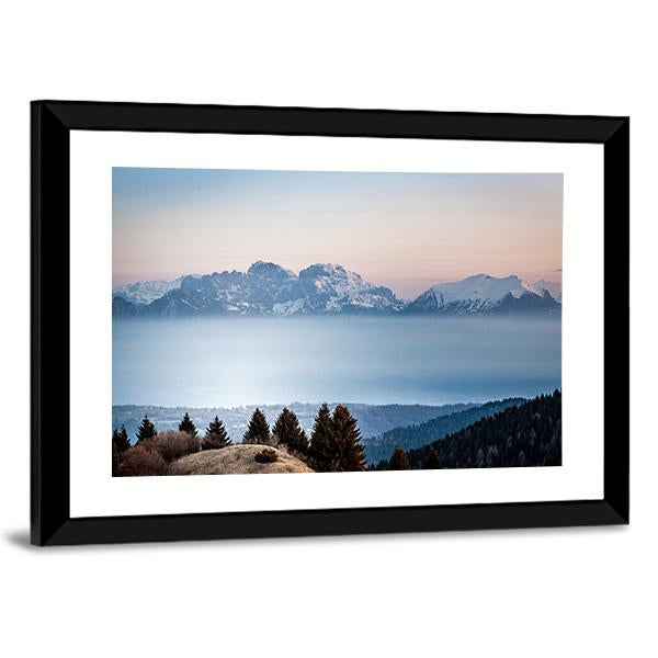 Sunrise On Dolomite Peaks Canvas Wall Art-3 Horizontal-Gallery Wrap-25" x 16"-Tiaracle