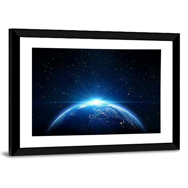 Sunrise On Earth From Space Canvas Wall Art-3 Horizontal-Gallery Wrap-25&quot; x 16&quot;-Tiaracle
