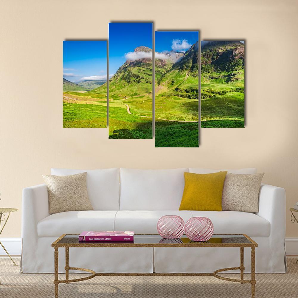 Sunrise On Glencoe Mountain Canvas Wall Art-4 Pop-Gallery Wrap-50" x 32"-Tiaracle