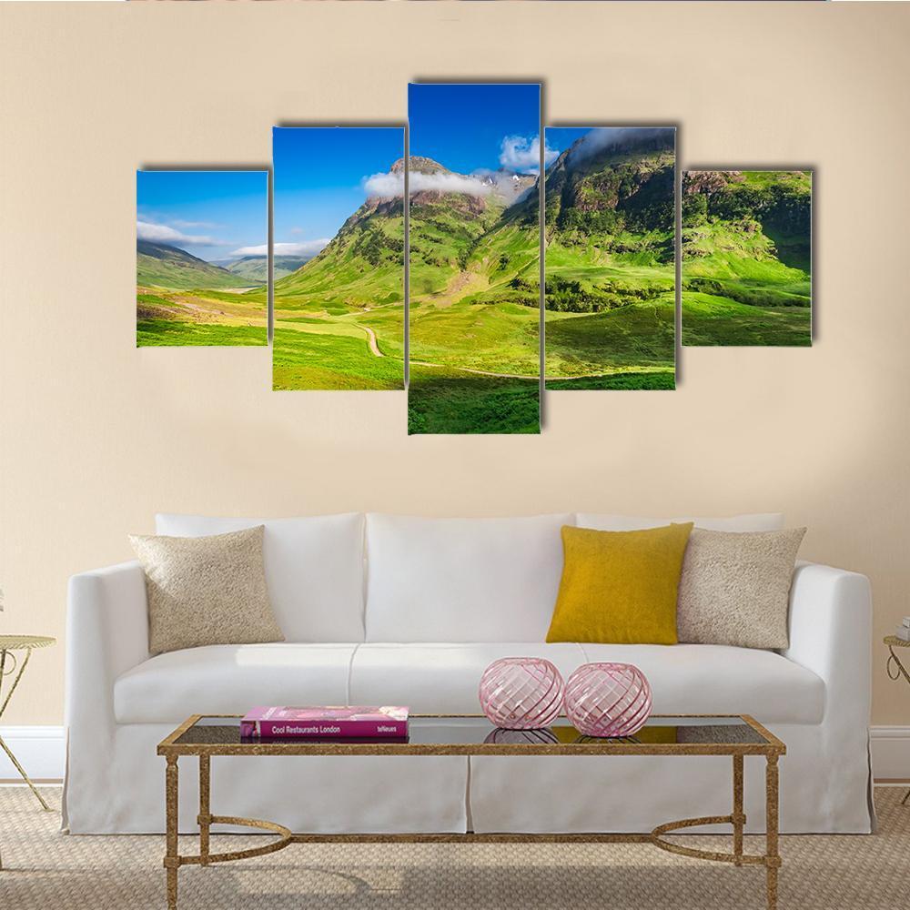 Sunrise On Glencoe Mountain Canvas Wall Art-5 Star-Gallery Wrap-62" x 32"-Tiaracle