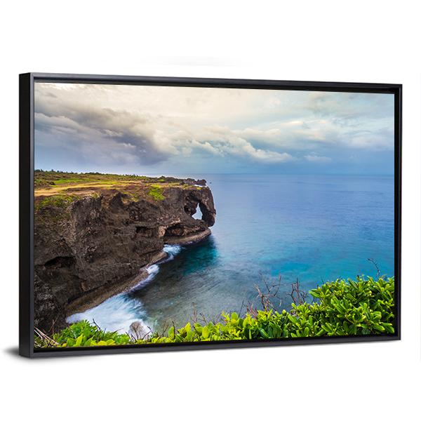 Sunrise On Manzamo Cape In Okinawa Canvas Wall Art-3 Horizontal-Gallery Wrap-25" x 16"-Tiaracle