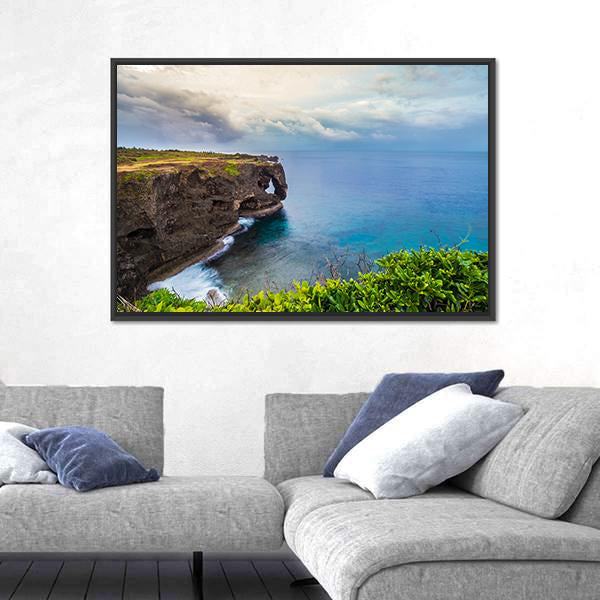 Sunrise On Manzamo Cape In Okinawa Canvas Wall Art-3 Horizontal-Gallery Wrap-25" x 16"-Tiaracle