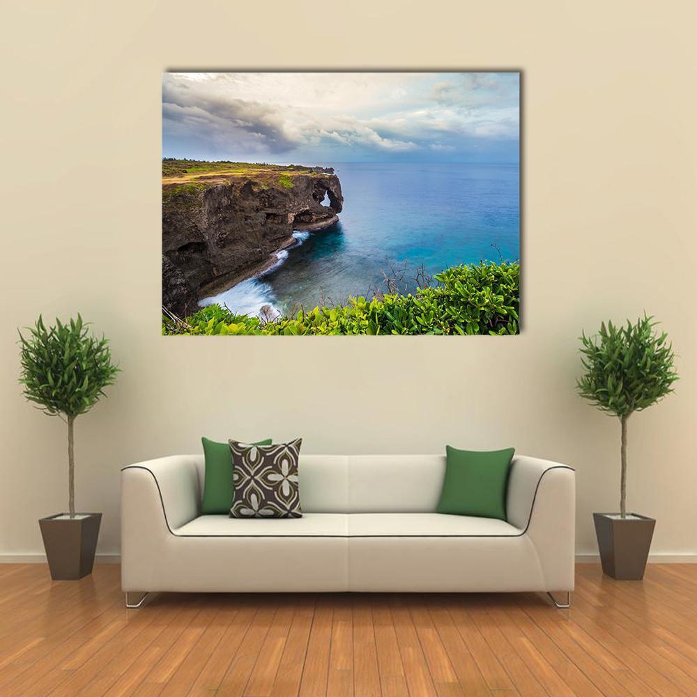 Sunrise On Manzamo Cape In Okinawa Canvas Wall Art-1 Piece-Gallery Wrap-48" x 32"-Tiaracle
