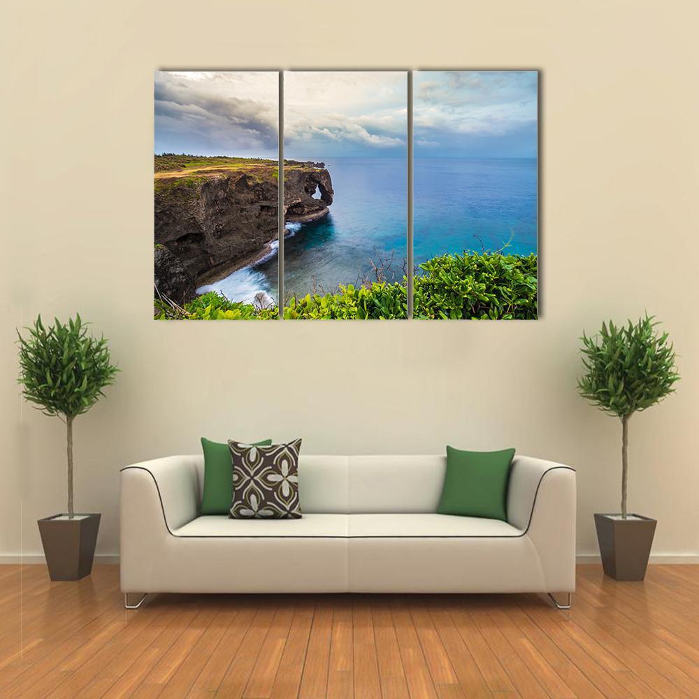 Sunrise On Manzamo Cape In Okinawa Canvas Wall Art-3 Horizontal-Gallery Wrap-37" x 24"-Tiaracle