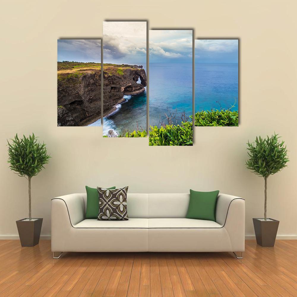 Sunrise On Manzamo Cape In Okinawa Canvas Wall Art-4 Pop-Gallery Wrap-50" x 32"-Tiaracle